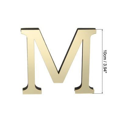 Harfington 3D Acrylic Alphabet Mirror Wall Stickers Letter M Self-Adhesive Light Gold