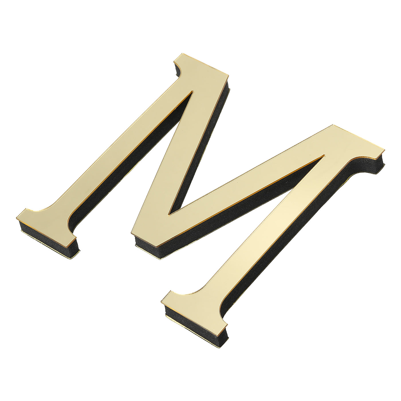 Harfington 3D Acrylic Alphabet Mirror Wall Stickers Letter M Self-Adhesive Light Gold