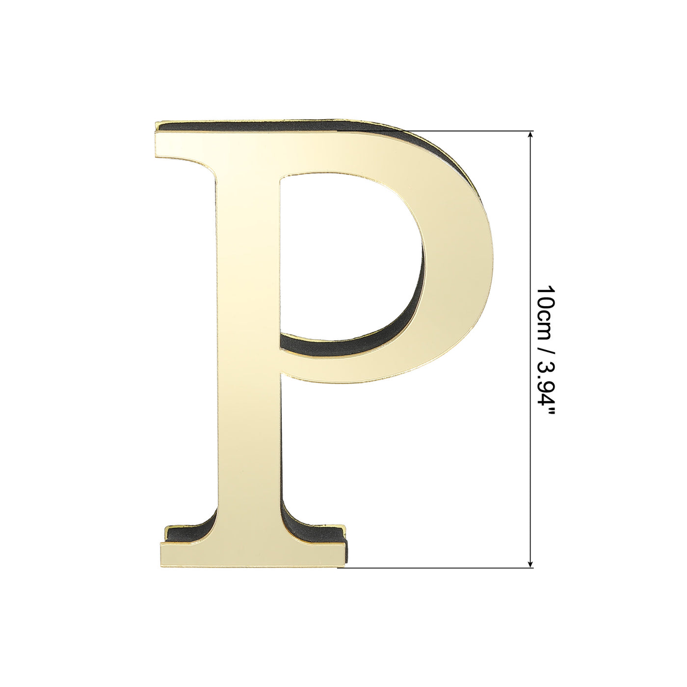 Harfington 3D Acrylic Alphabet Mirror Wall Stickers Letter P Self-Adhesive Light Gold