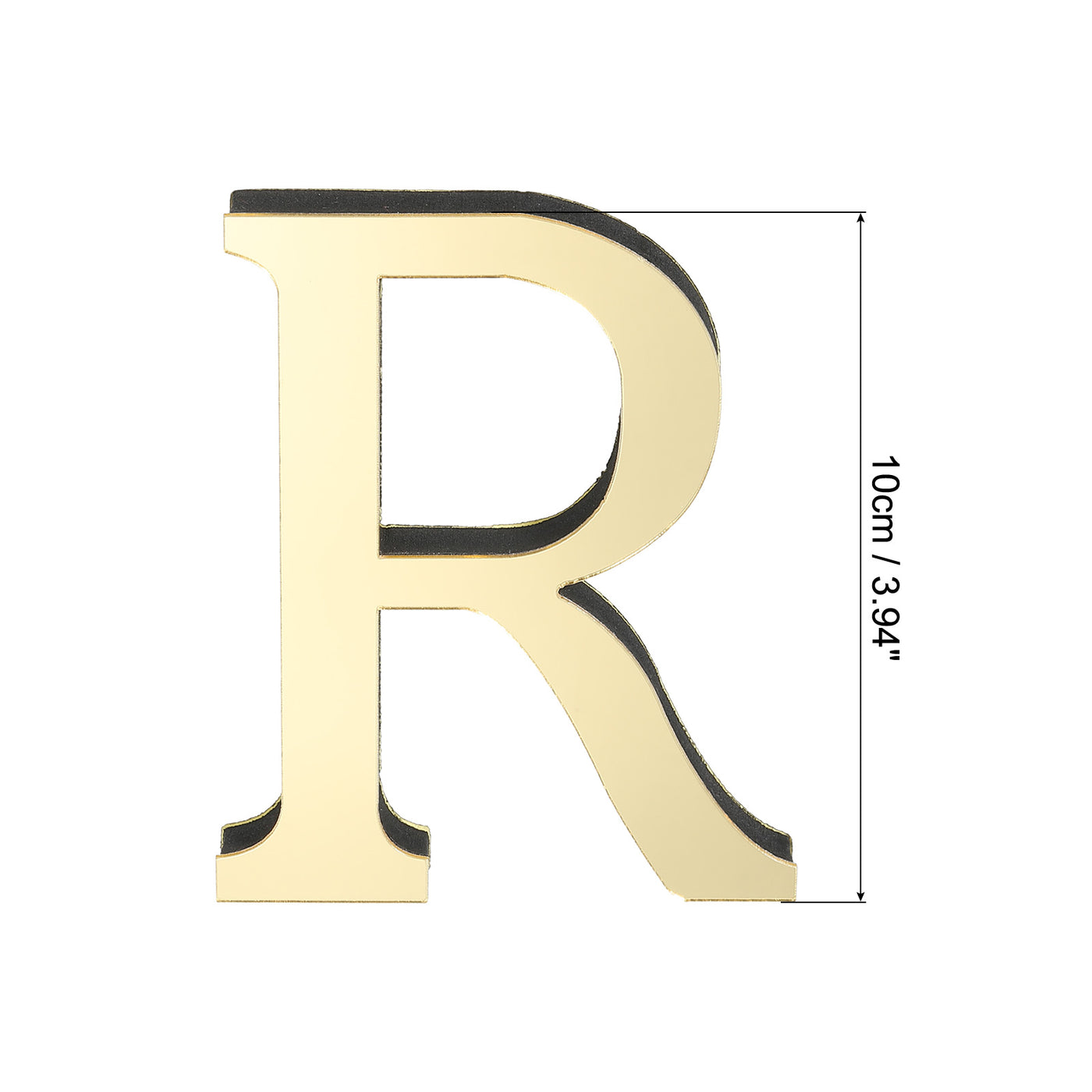 Harfington 3D Acrylic Alphabet Mirror Wall Stickers Letter R Self-Adhesive Light Gold