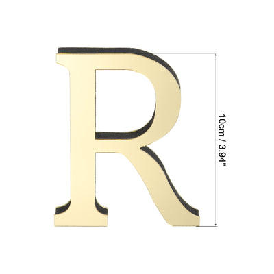 Harfington 3D Acrylic Alphabet Mirror Wall Stickers Letter R Self-Adhesive Light Gold