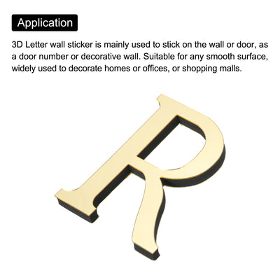 Harfington 3D Acrylic Alphabet Mirror Wall Stickers Letter R Self-Adhesive Light Gold