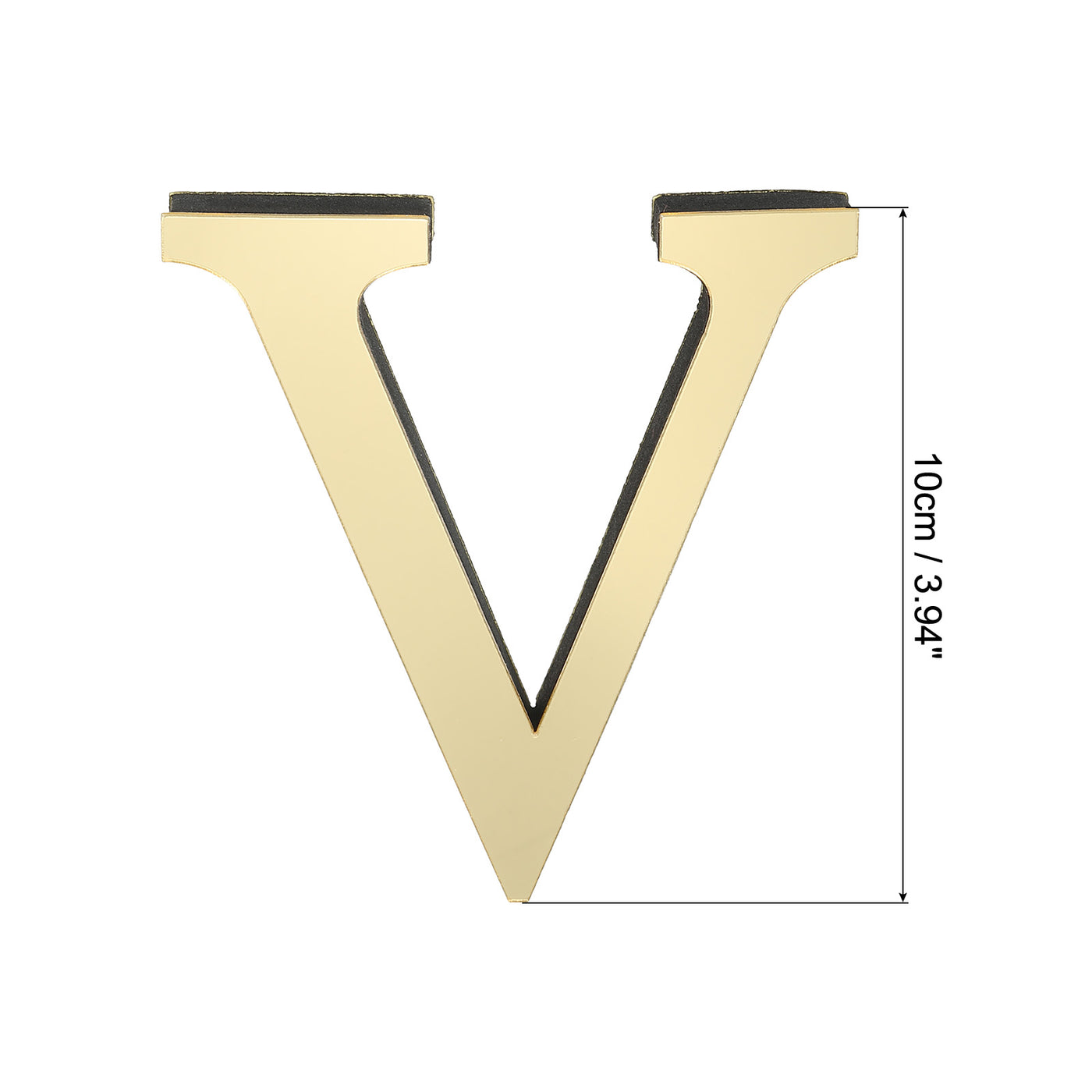 Harfington 3D Acrylic Alphabet Mirror Wall Stickers Letter V Self-Adhesive Light Gold