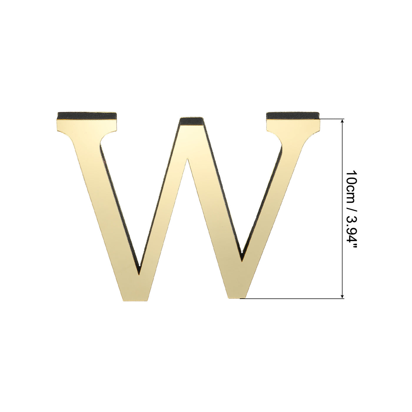 Harfington 3D Acrylic Alphabet Mirror Wall Stickers Letter W Self-Adhesive Light Gold