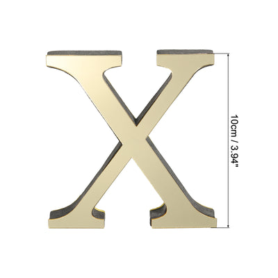 Harfington 3D Acrylic Alphabet Mirror Wall Stickers Letter x Self-Adhesive Light Gold