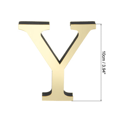 Harfington 3D Acrylic Alphabet Mirror Wall Stickers Letter Y Self-Adhesive Light Gold