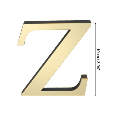 Harfington 3D Acrylic Alphabet Mirror Wall Stickers Letter Z Self-Adhesive Light Gold