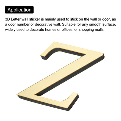 Harfington 3D Acrylic Alphabet Mirror Wall Stickers Letter Z Self-Adhesive Light Gold