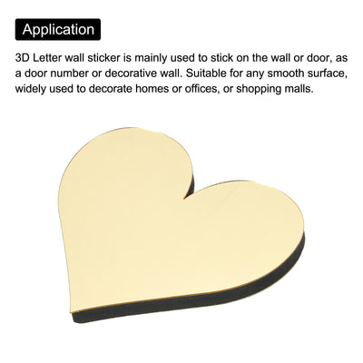 Harfington 3D Acrylic Alphabet Mirror Wall Stickers Symbol Heart Self-Adhesive Light Gold