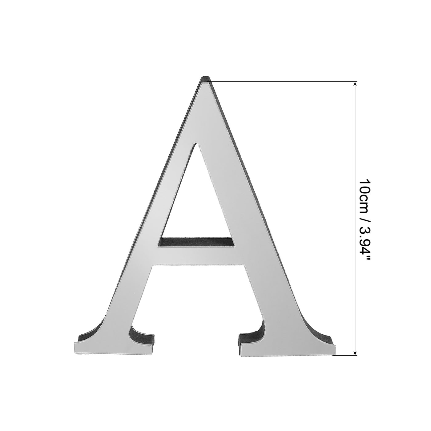 Harfington 3D Acrylic Alphabet Mirror Wall Stickers Letter a Self-Adhesive Silver Tone