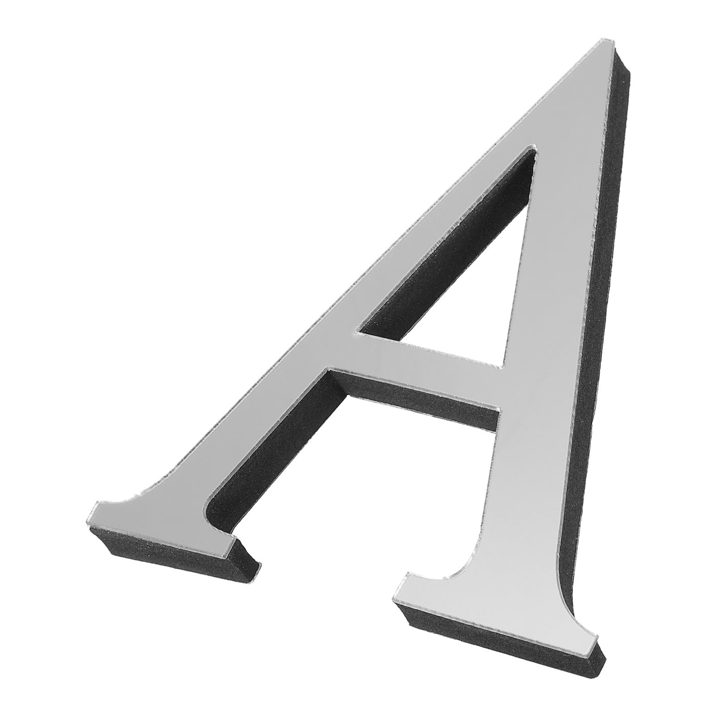 Harfington 3D Acrylic Alphabet Mirror Wall Stickers Letter a Self-Adhesive Silver Tone