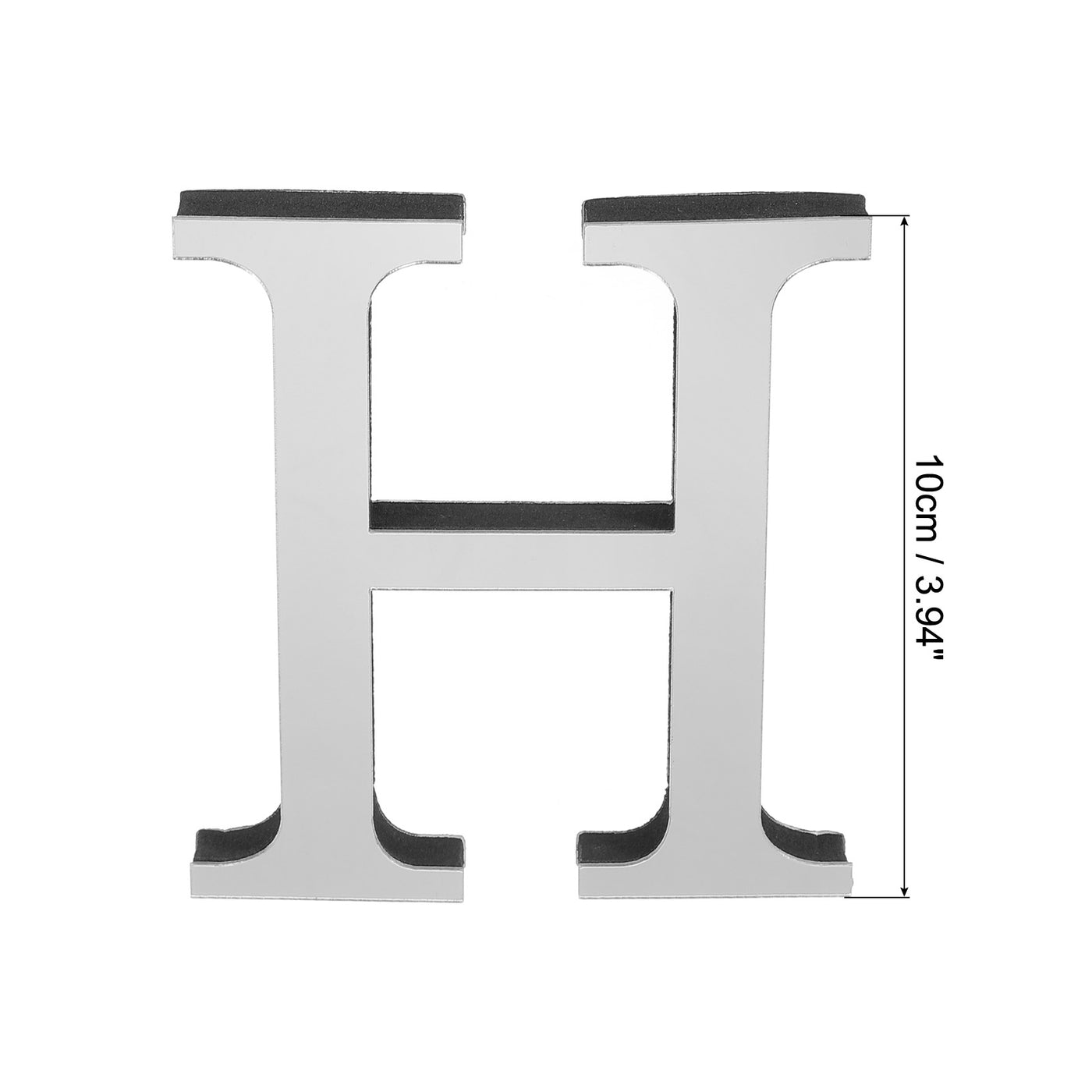 Harfington 3D Acrylic Alphabet Mirror Wall Stickers Letter H Self-Adhesive Silver Tone