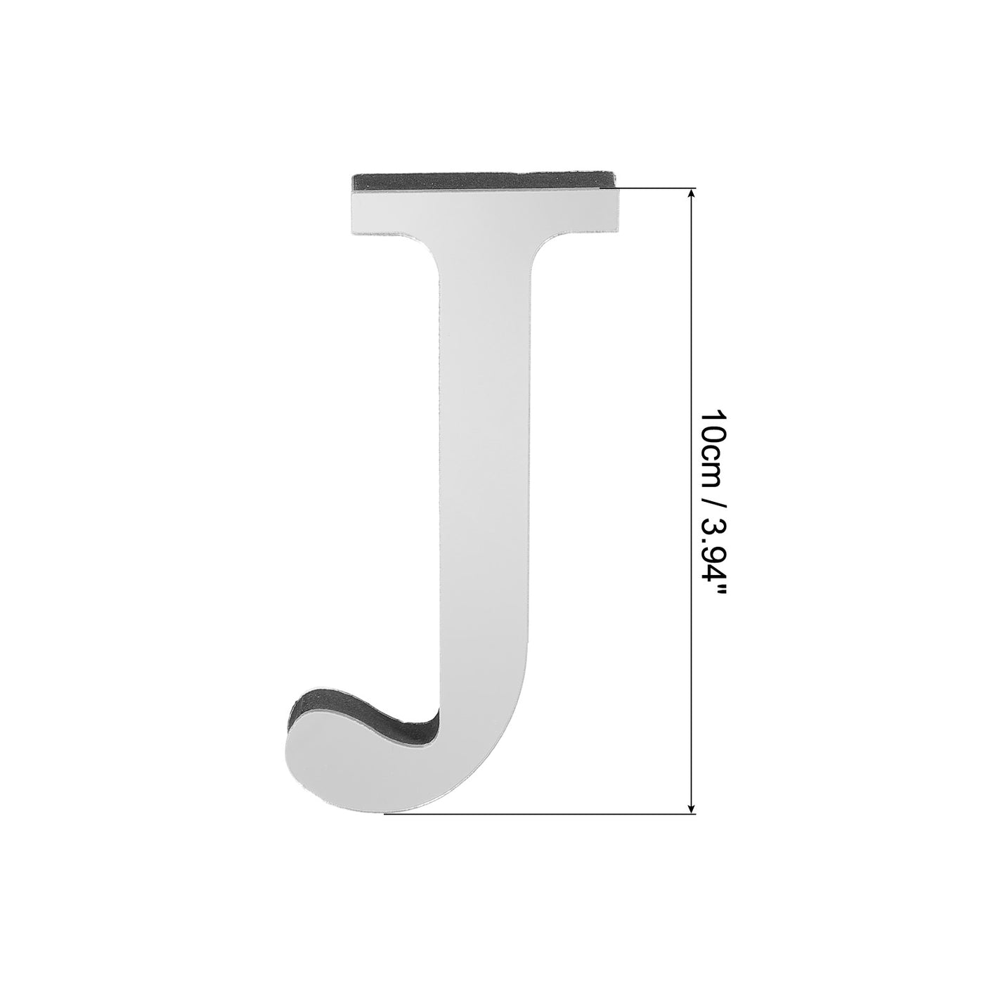 Harfington 3D Acrylic Alphabet Mirror Wall Stickers Letter J Self-Adhesive Silver Tone