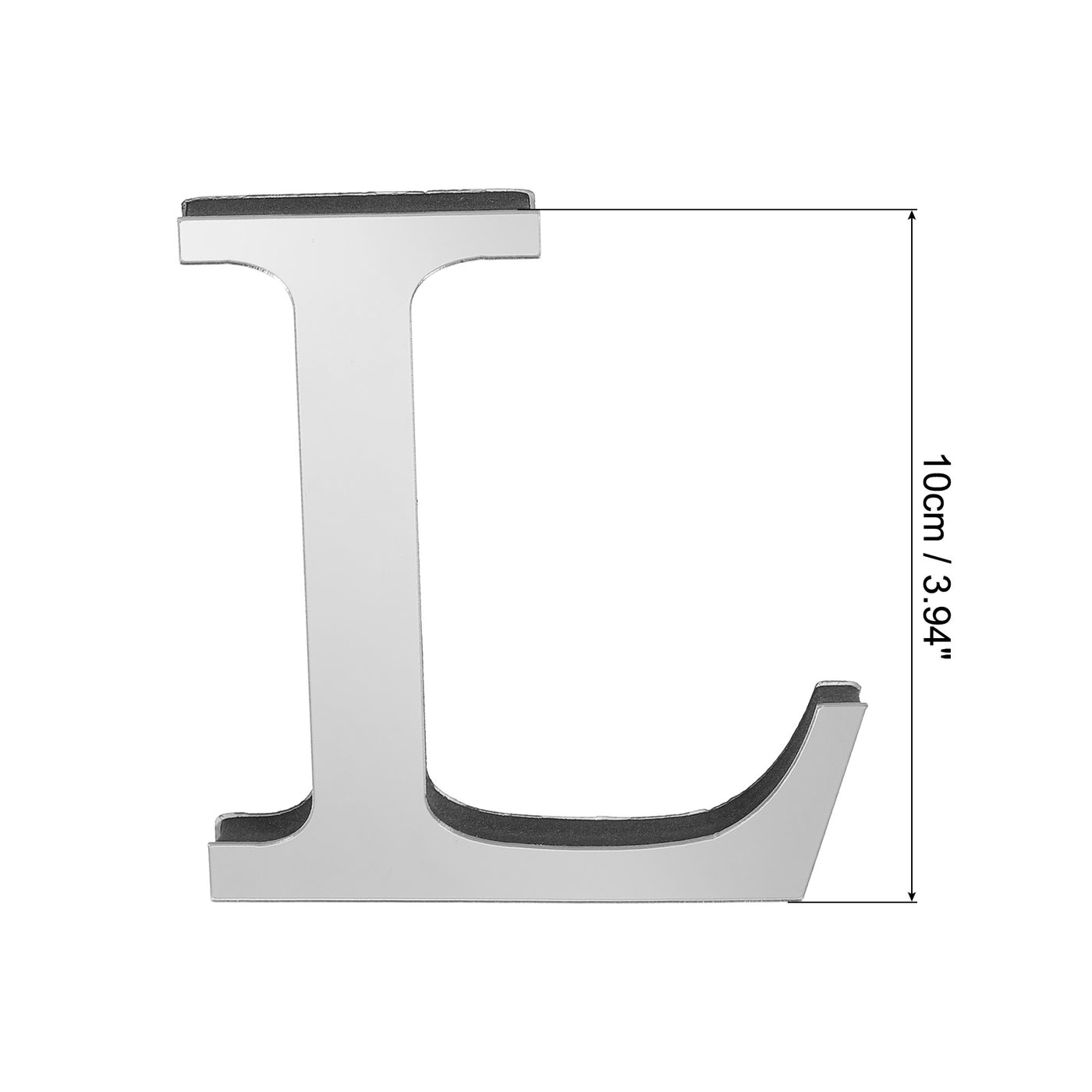 Harfington 3D Acrylic Alphabet Mirror Wall Stickers Letter L Self-Adhesive Silver Tone