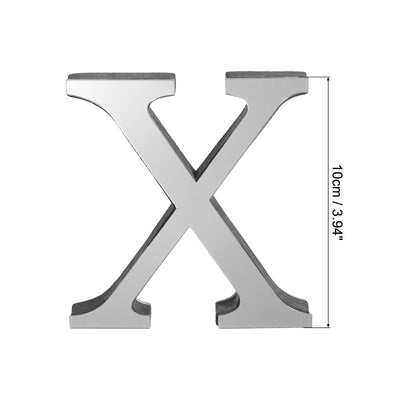 Harfington 3D Acrylic Alphabet Mirror Wall Stickers Letter x Self-Adhesive Silver Tone