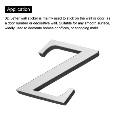 Harfington 3D Acrylic Alphabet Mirror Wall Stickers Letter Z Self-Adhesive Silver Tone