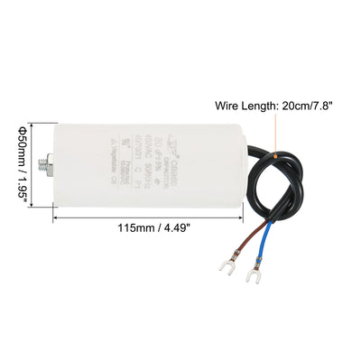 Harfington CBB60 80uF Run Capacitor, AC450V 2 Wires 50/60Hz Cylinder with Screw 115x50mm