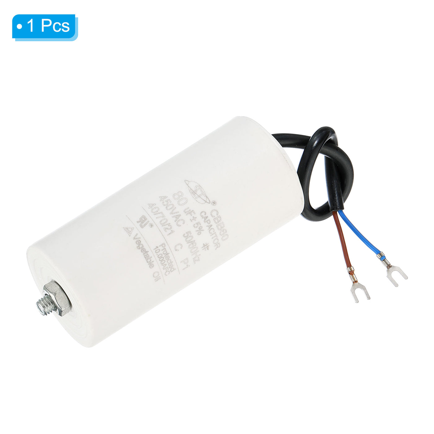 Harfington CBB60 80uF Run Capacitor, AC450V 2 Wires 50/60Hz Cylinder with Screw 115x50mm