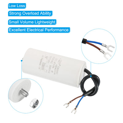 Harfington CBB60 80uF Run Capacitor, AC450V 2 Wires 50/60Hz Cylinder with Screw 115x50mm