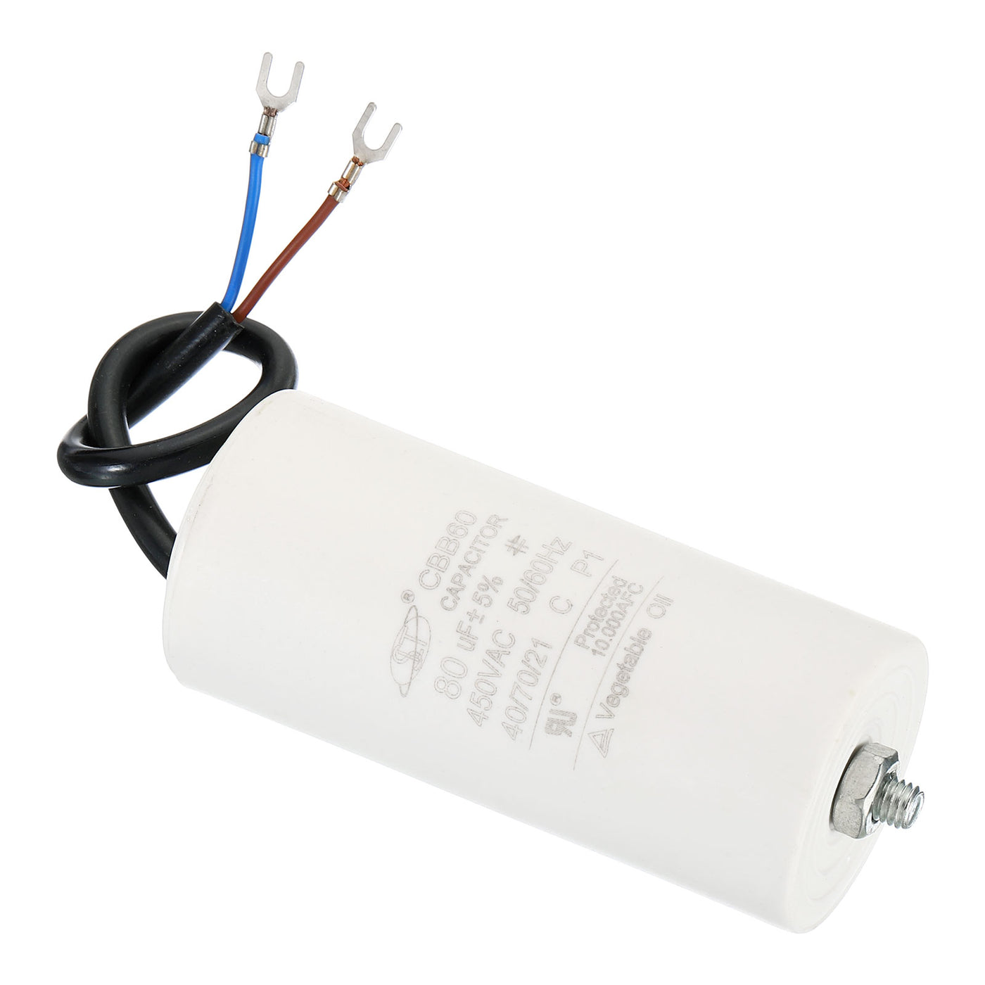 Harfington CBB60 80uF Run Capacitor, AC450V 2 Wires 50/60Hz Cylinder with Screw 115x50mm