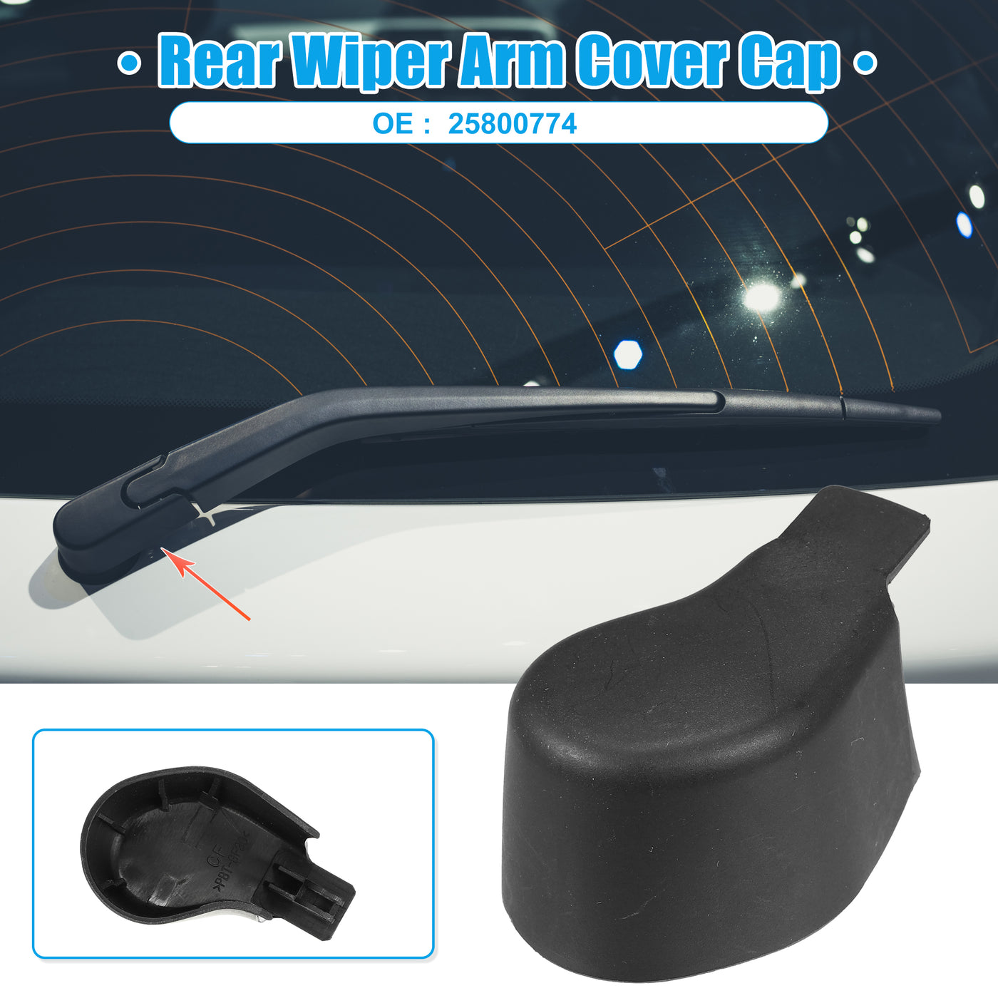 ACROPIX Rear Windshield Wiper Arm Nut Cover Cap Fit for Skoda Octavia - Pack of 1 Black