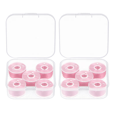 Harfington 2set Prewound Sewing Bobbin Thread with Storage Plastic Case, Light Pink