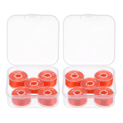 Harfington 2set Prewound Sewing Bobbin Thread with Storage Plastic Case, Orange