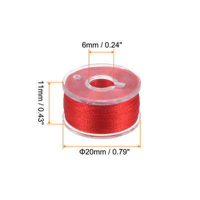 Harfington Prewound Sewing Bobbin Thread Set of 5pcs with Storage Plastic Case, Red