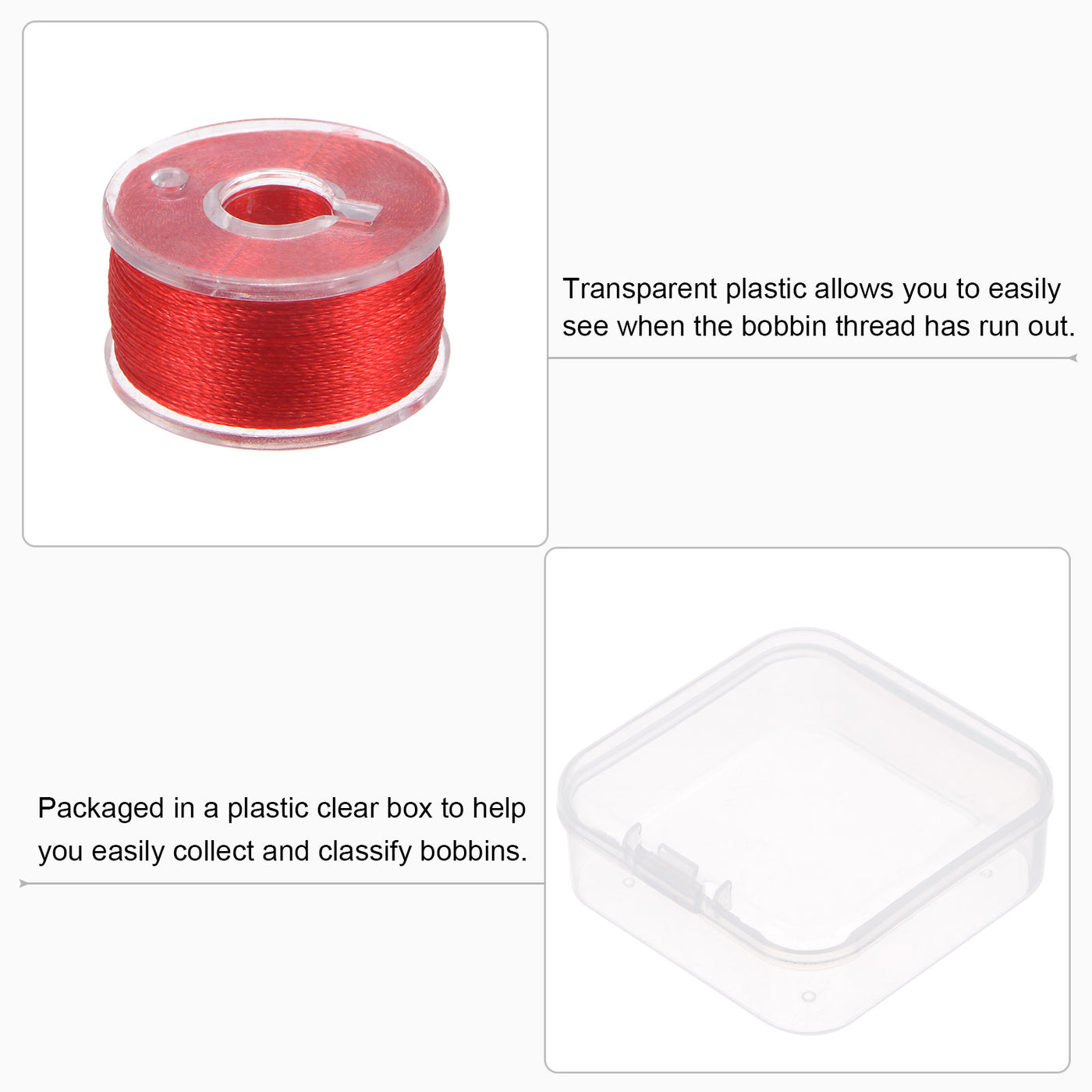 Harfington Prewound Sewing Bobbin Thread Set of 5pcs with Storage Plastic Case, Red