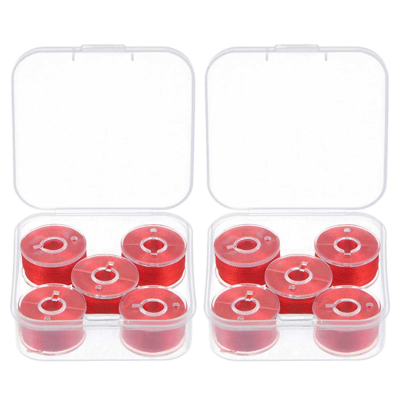 Harfington 2set Prewound Sewing Bobbin Thread with Storage Plastic Case, Red