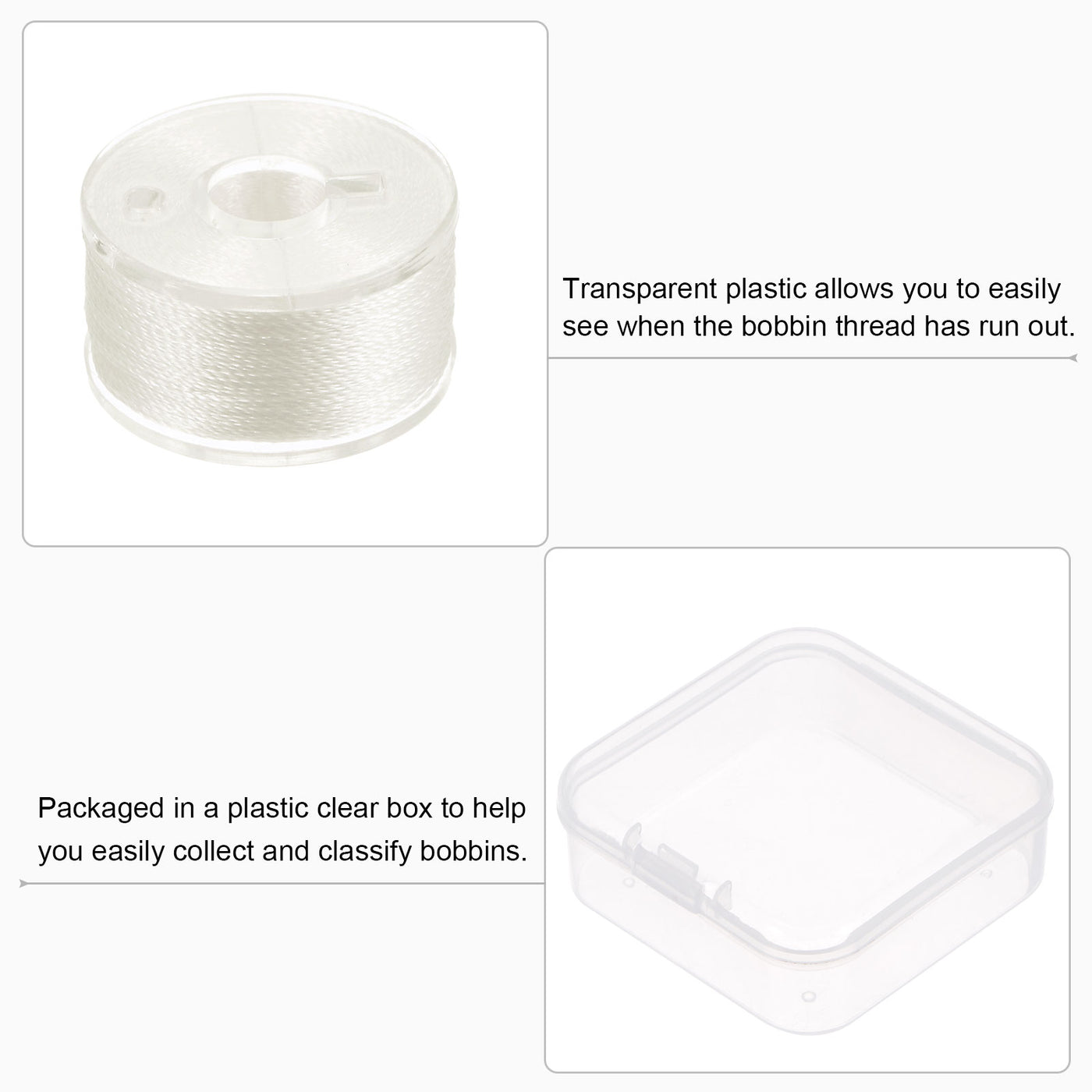 Harfington Prewound Sewing Bobbin Thread Set of 5pcs with Storage Plastic Case, Cream