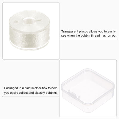 Harfington Prewound Sewing Bobbin Thread Set of 5pcs with Storage Plastic Case, Cream