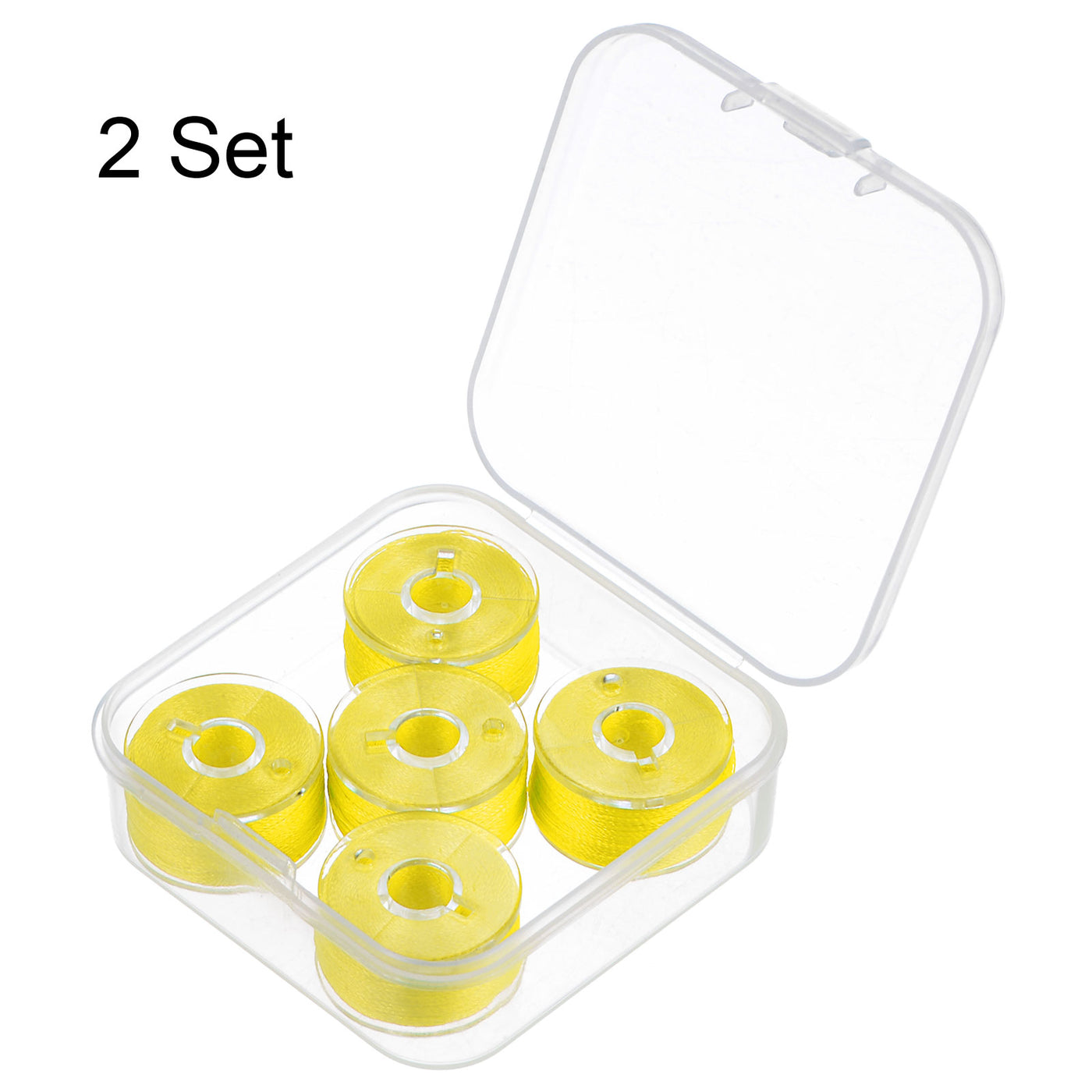 Harfington 2set Prewound Sewing Bobbin Thread with Storage Plastic Case, Yellow