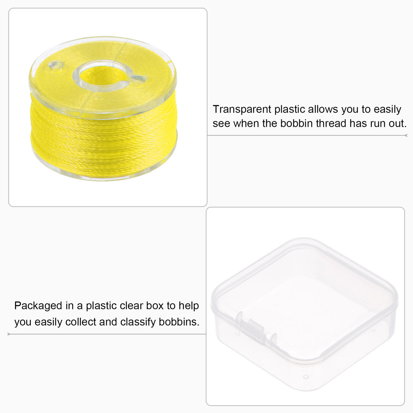 Harfington 2set Prewound Sewing Bobbin Thread with Storage Plastic Case, Yellow