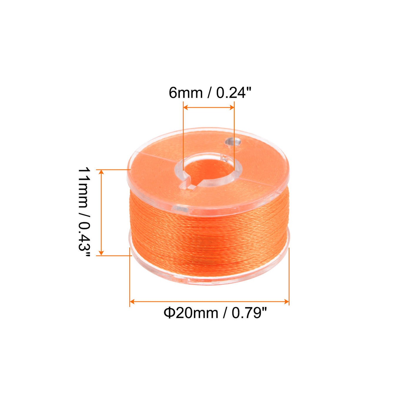 Harfington Prewound Sewing Bobbin Thread Set of 5pcs with Storage Plastic Case, Dark Orange