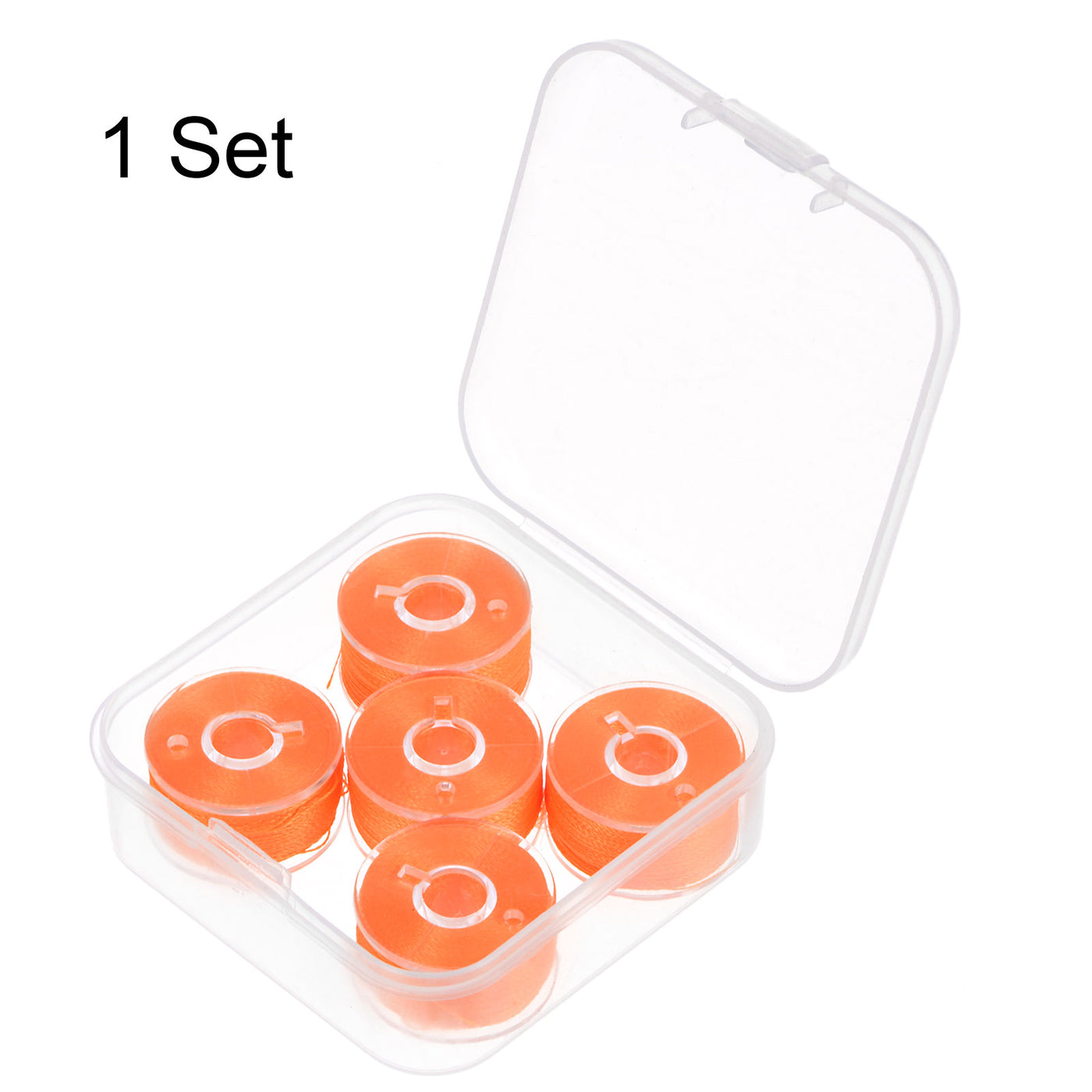 Harfington Prewound Sewing Bobbin Thread Set of 5pcs with Storage Plastic Case, Dark Orange