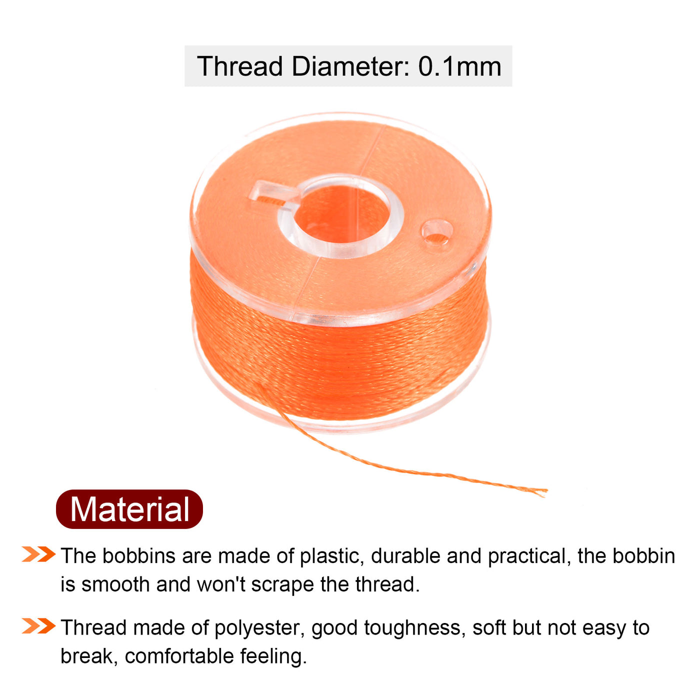 Harfington Prewound Sewing Bobbin Thread Set of 5pcs with Storage Plastic Case, Dark Orange