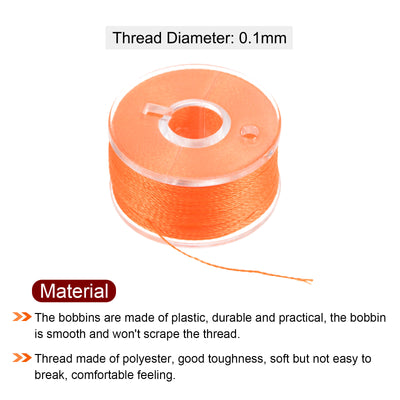 Harfington Prewound Sewing Bobbin Thread Set of 5pcs with Storage Plastic Case, Dark Orange