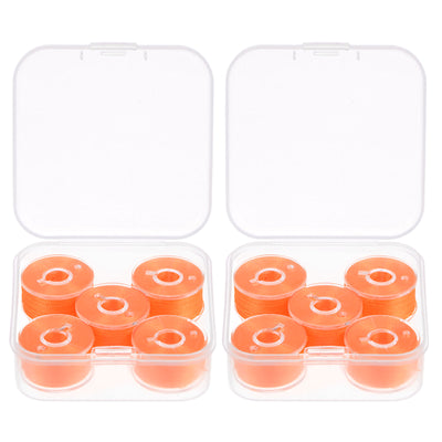 Harfington 2set Prewound Sewing Bobbin Thread with Storage Plastic Case, Dark Orange