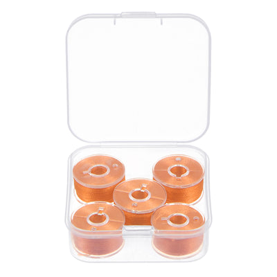 Harfington Prewound Sewing Bobbin Thread Set of 5pcs with Storage Plastic Case, Pale Orange