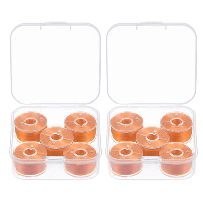 Harfington 2set Prewound Sewing Bobbin Thread with Storage Plastic Case, Pale Orange