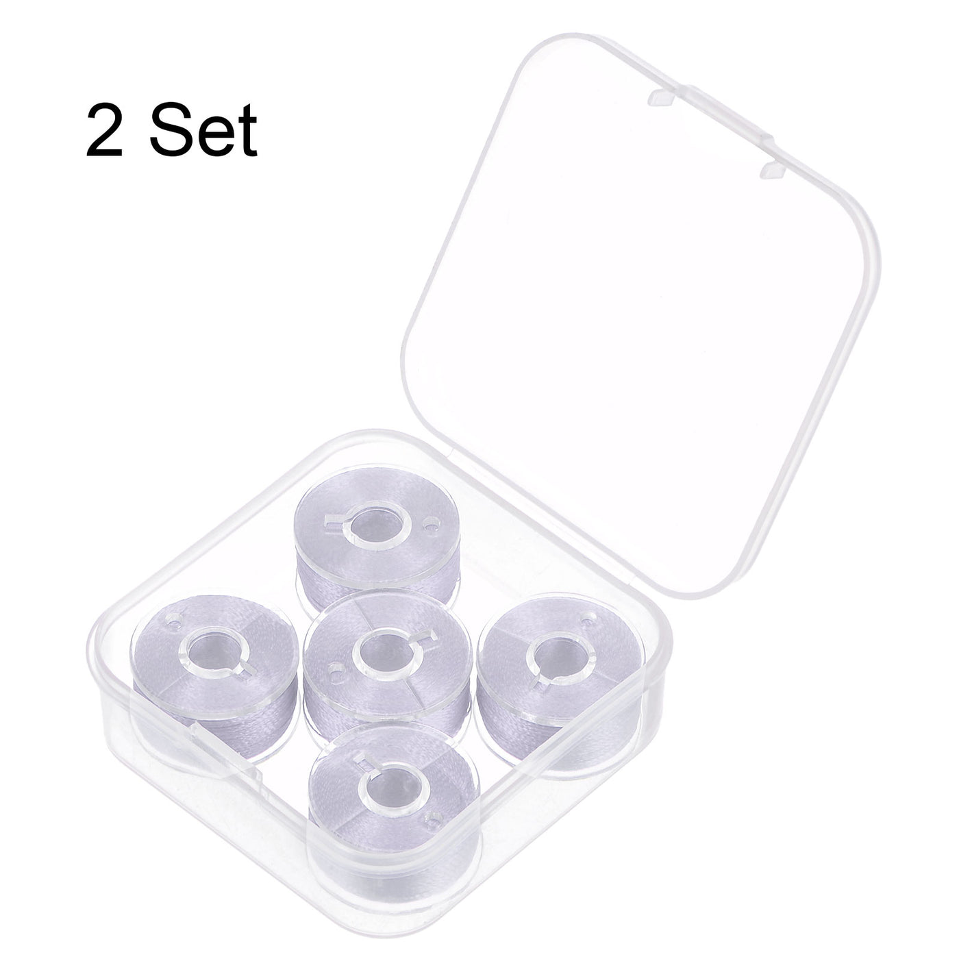 Harfington 2set Prewound Sewing Bobbin Thread with Storage Plastic Case, Silver Tone