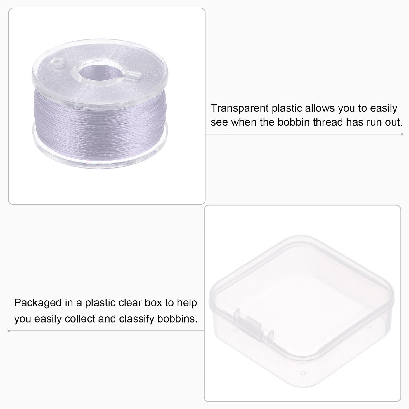 Harfington 2set Prewound Sewing Bobbin Thread with Storage Plastic Case, Silver Tone