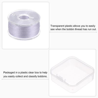 Harfington 2set Prewound Sewing Bobbin Thread with Storage Plastic Case, Silver Tone