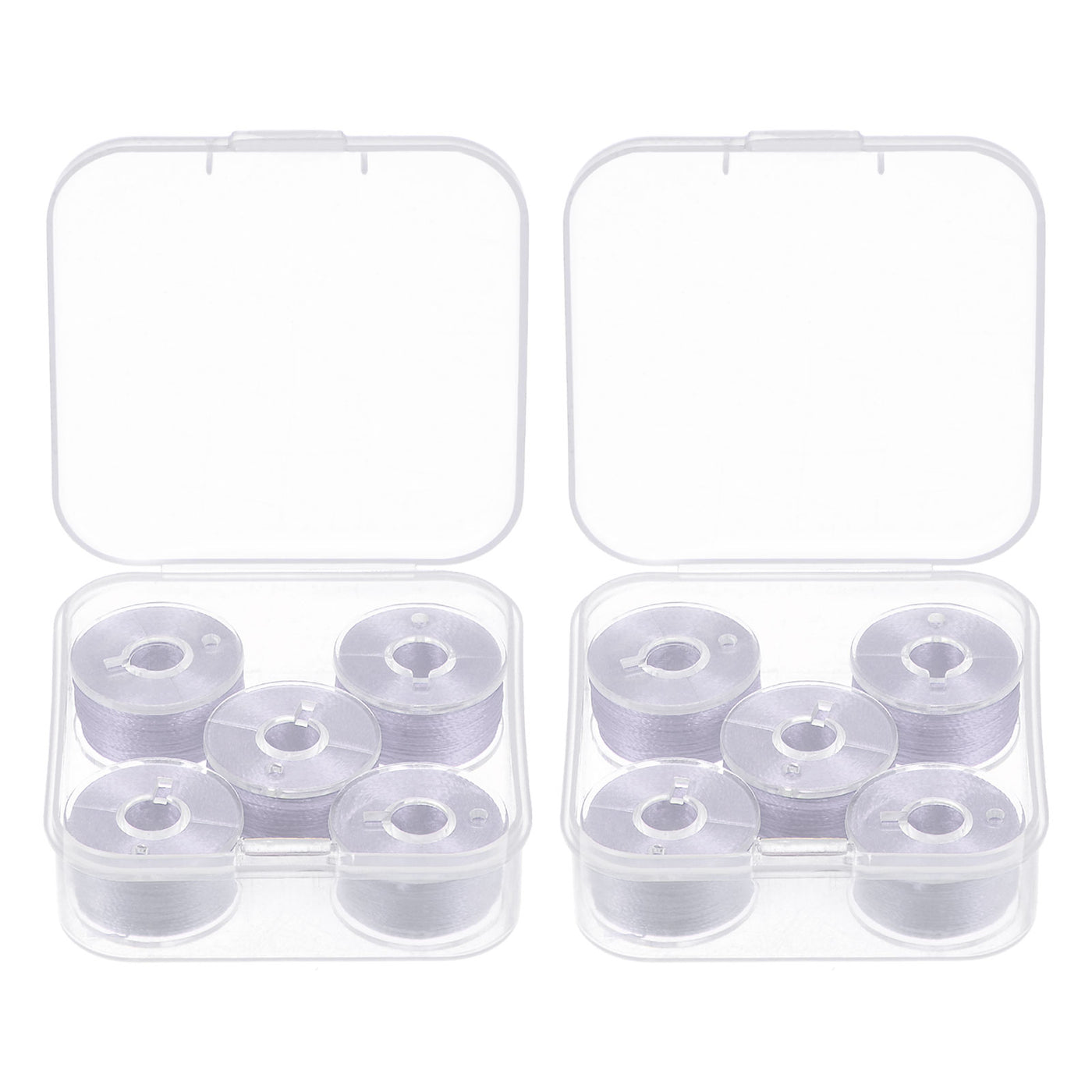 Harfington 2set Prewound Sewing Bobbin Thread with Storage Plastic Case, Silver Tone