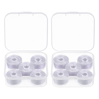 Harfington 2set Prewound Sewing Bobbin Thread with Storage Plastic Case, Silver Tone