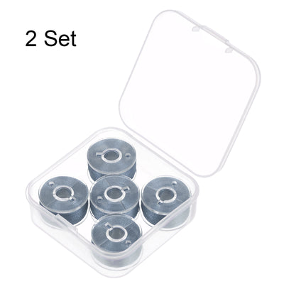 Harfington 2set Prewound Sewing Bobbin Thread with Storage Plastic Case, Dim Gray