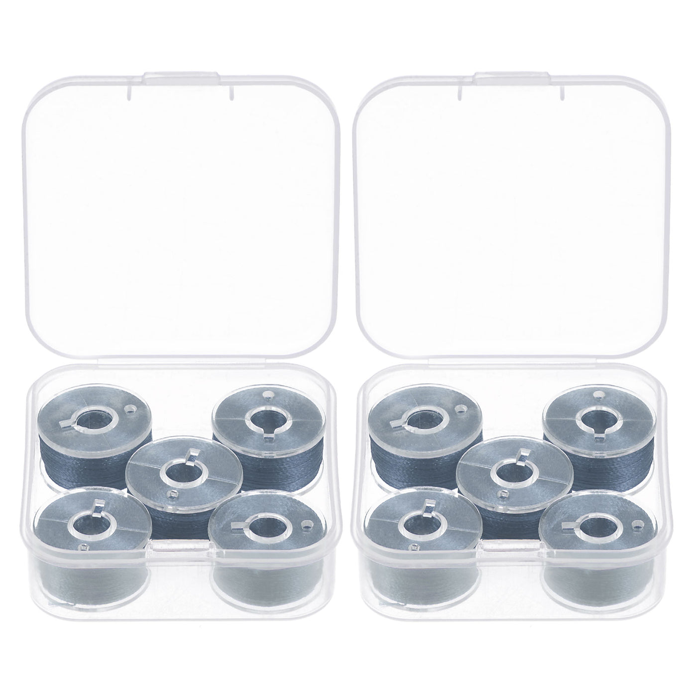 Harfington 2set Prewound Sewing Bobbin Thread with Storage Plastic Case, Dim Gray