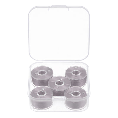 Harfington Prewound Sewing Bobbin Thread Set of 5pcs with Storage Plastic Case, Silver Pink