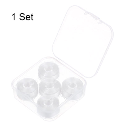 Harfington Prewound Sewing Bobbin Thread Set of 5pcs with Storage Plastic Case, White